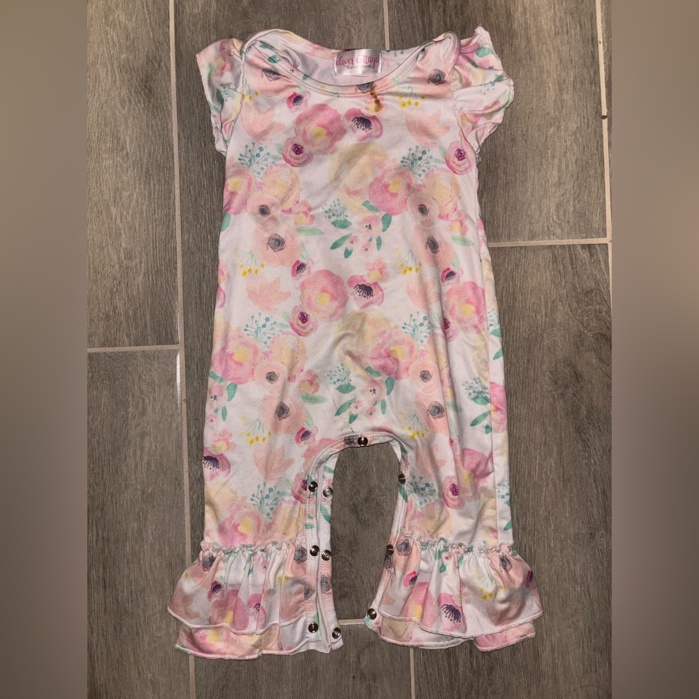 Floral Ruffle Kids Bodysuit - Pink